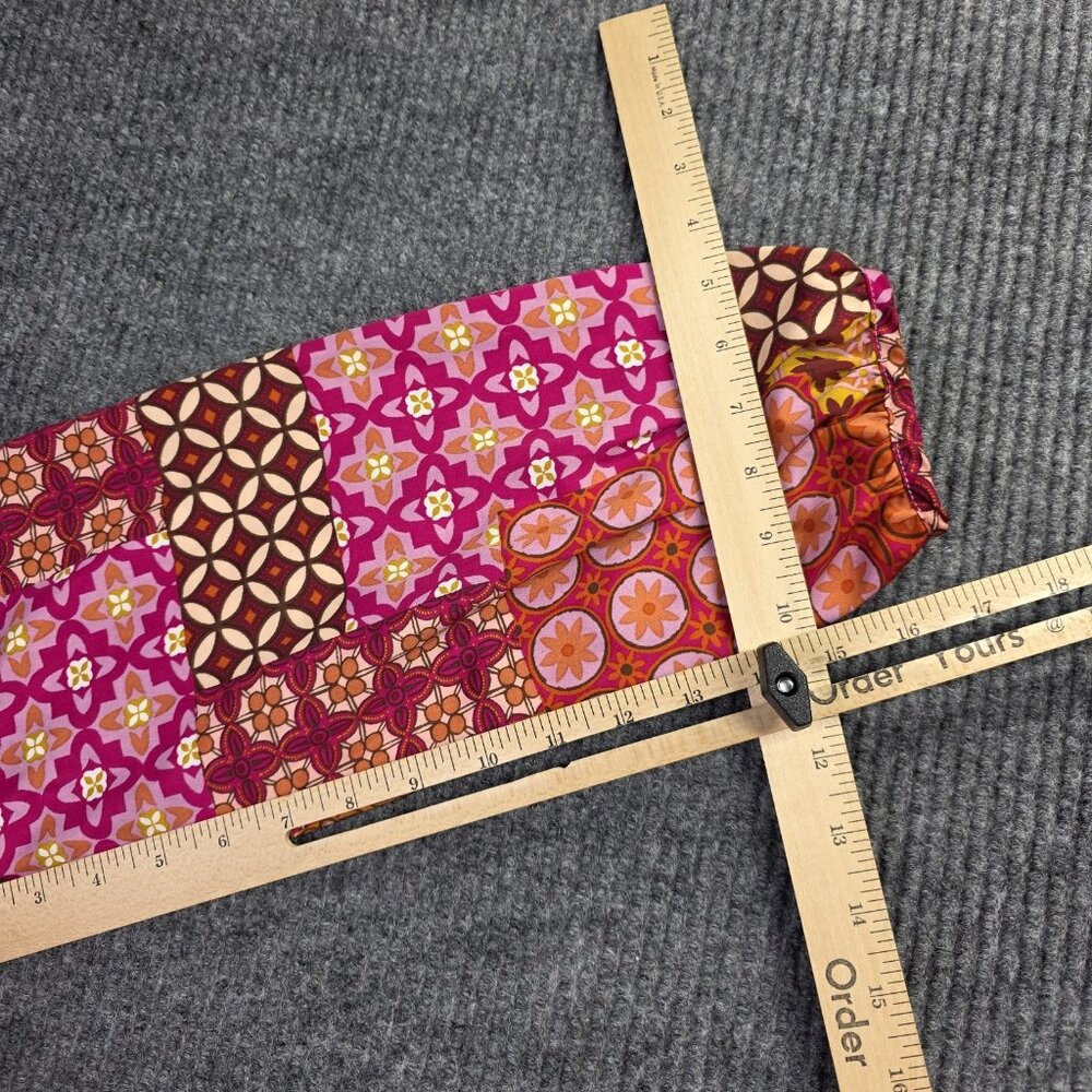 Anthropologie DREW Shirt Women M Pink Cropped Floral Boho Patchwork Artsy Retro - Picture 11 of 12